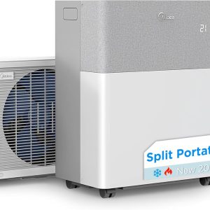 Midea Portasplit Aire Acondicionado Portatil 4 en 1 | 3000 frigorías / 12000 BTU | Split sin Obra de Bajo Consumo con modo Silence, App/Wifi, Deshumidificador, Calefacción y Ventilador hasta 45 m2 [Clase de eficiencia energética A]